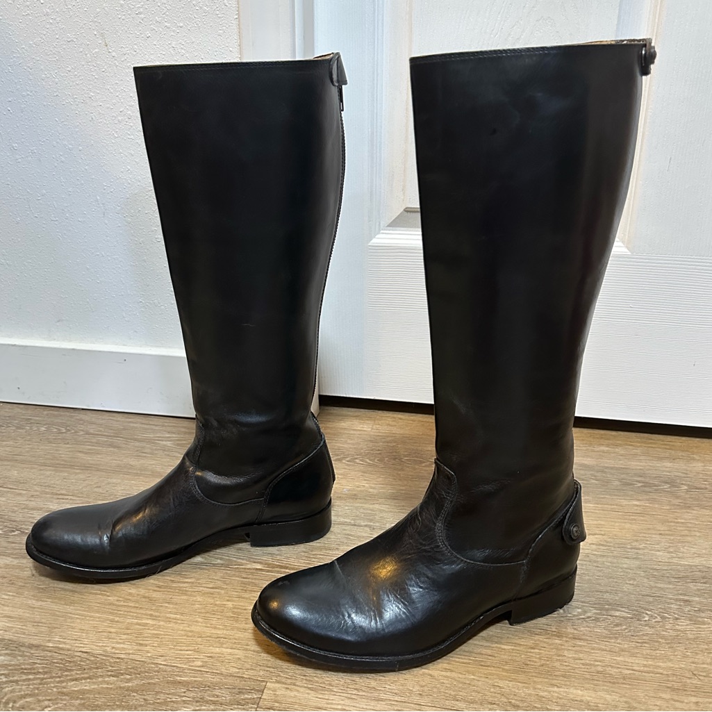 Frye Melissa Back Zip Riding Boots In Black
